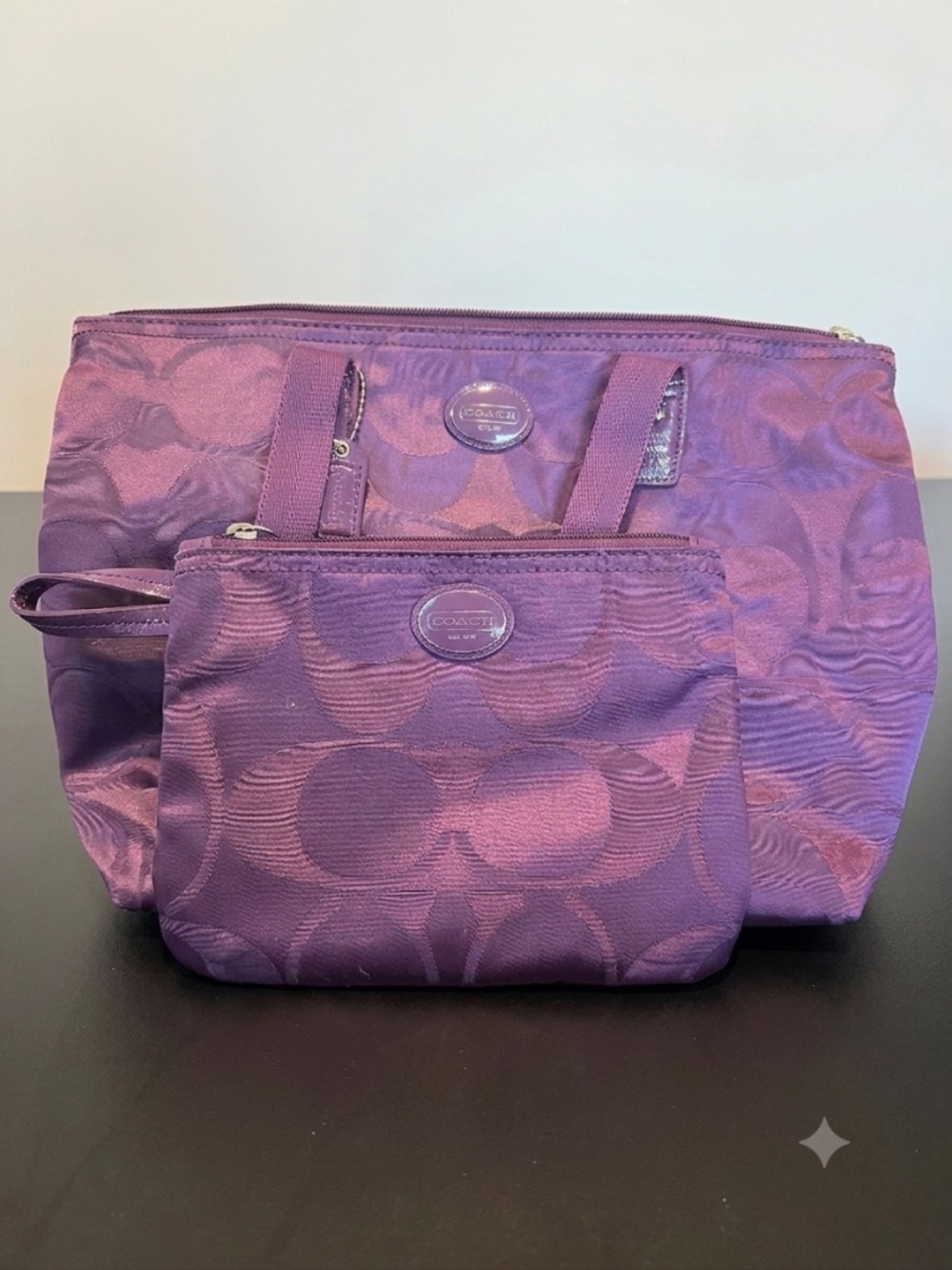 Coach Getaway Signature Nylon Packable Tote & Pouch Set